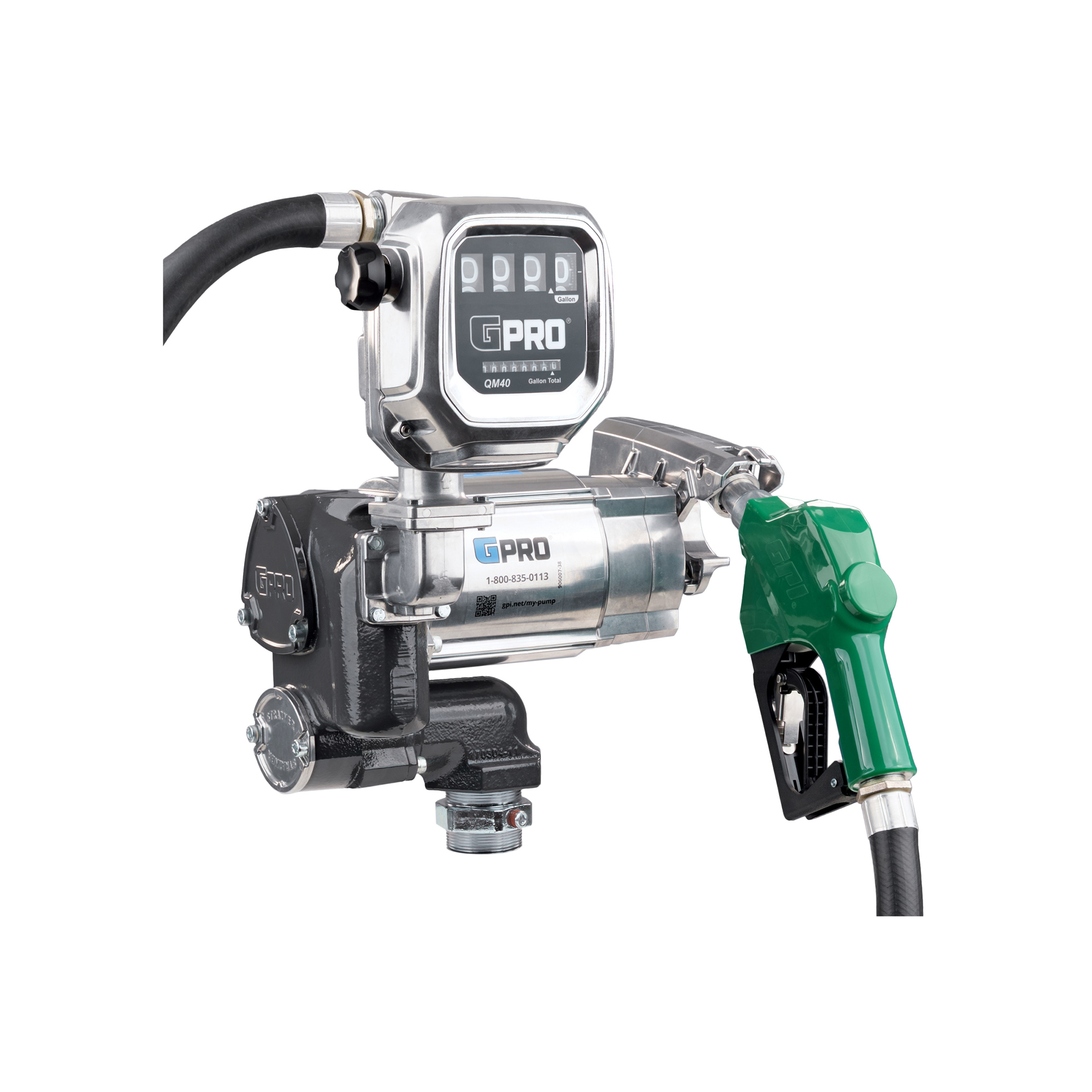 GPRO Fuel Transfer Pump with Auto Shut-Off Diesel Nozzle — 35 GPM, 120V, 2-40 GPM Fuel Meter, Model# V35-115AD+QM40-G8N